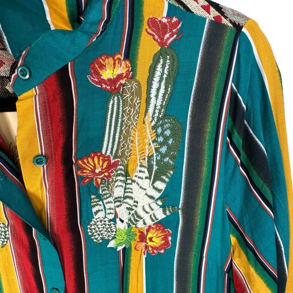 Andree by Unit Maxi Shirt Dress Womens Small Embroidered Southwest Western Rodeo - Picture 3 of 10